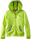 Puma - Kids Girls 7-16 Printed Trim Long Sleeve Hoodie, Lemon Lime, Medium