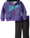 Puma - Kids Girls 2-6X Toddler Leopard Print Hoodie Set, Royal Purple, 2T