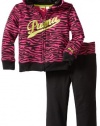 Puma - Kids Girls 2-6X Toddler Zebra Print Hoodie Set, Black, 3T