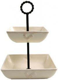 Mesa Home Products Rooster Antique 2-Tier Bowl Stand, White Mesa Home Products Rooster Antique 2-Tier Bowl Stand, White