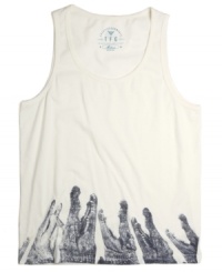 Heed the call of the wild in your warm-weather wardrobe with this cool graphic tank from Triple Fat Goose. Heed the call of the wild in your warm-weather wardrobe with this cool graphic tank from Triple Fat Goose.
