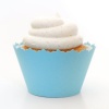 Light Blue Cupcake Wrapper - Set of 12 - Individual Specialty Paper Wrapping for Elegant, Luxury Cup Cakes