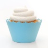 Light Blue Cupcake Wrapper - Set of 12 - Individual Specialty Paper Wrapping for Elegant, Luxury Cup Cakes