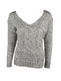 Guess Womens Wide Cableknit Long Sleeve V Neck Sweater Guess Womens Wide Cableknit Long Sleeve V Neck Sweater