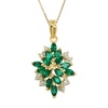 18k Yellow Gold-Plated Sterling Silver Created Green Emerald and Diamond Accent Drop Pendant Necklace, 18