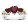 XPY Sterling Silver and 14k Yellow Gold Diamond and Heart-Shaped Created Ruby Ring (0.01 cttw, I-J Color, I3 Clarity)