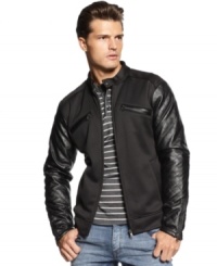 Rider on the storm. Rouse some style from your outwear this season with this moto-inspired jacket from INC International Concepts. Rider on the storm. Rouse some style from your outwear this season with this moto-inspired jacket from INC International Concepts.