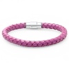 Oxford Ivy Lavender Braided Leather Bracelet - Stainless Steel Locking Magnetic Clasp (7 1/2 inch)