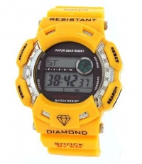 Mens Diamond Watch Yellow Shock Style King Master Mens Diamond Watch Yellow Shock Style King Master