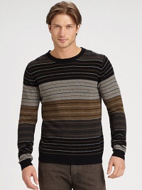 A modern-fit crewneck sweater exudes casual elegance and is expertly knitted in rich wool blend for an on-trend colorblock effect.CrewneckRibbed knit collar, cuffs and hem50% merino wool/25% baby camel/25% nylonHand washImported A modern-fit crewneck sweater exudes casual elegance and is expertly knitted in rich wool blend for an on-trend colorblock effect.CrewneckRibbed knit collar, cuffs and hem50% merino wool/25% baby camel/25% nylonHand washImported