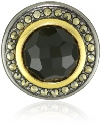 Judith Jack Midnight Sterling Silver-Gold Plate Onyx Button Earrings Judith Jack Midnight Sterling Silver-Gold Plate Onyx Button Earrings