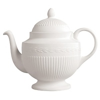 Edme teapot by Wedgwood. Wedgwood marks the 100th anniversary of its classic Edme collection with a refreshing update of its timeless pattern. A new antique white glaze enhances the elegant colannade embossment and laurel motif accent pieces. Sophisticated shapes and generously sized pieces make this pattern ideal for today's lifestyle. Edme teapot by Wedgwood. Wedgwood marks the 100th anniversary of its classic Edme collection with a refreshing update of its timeless pattern. A new antique white glaze enhances the elegant colannade embossment and laurel motif accent pieces. Sophisticated shapes and generously sized pieces make this pattern ideal for today's lifestyle.