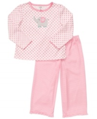 Your princess can snuggle up in a style that's both cozy and pretty with this pajama shirt and pants set from Carter's. Your princess can snuggle up in a style that's both cozy and pretty with this pajama shirt and pants set from Carter's.