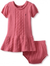 Nautica Sportswear Kids Baby-girls Infant Short Sleeve Cable Sweater Dress, Medium Pink, 12 Months Nautica Sportswear Kids Baby-girls Infant Short Sleeve Cable Sweater Dress, Medium Pink, 12 Months