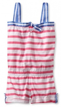 Nautica Girls 2-6x Stripe Knit Romper, Pink, 6X