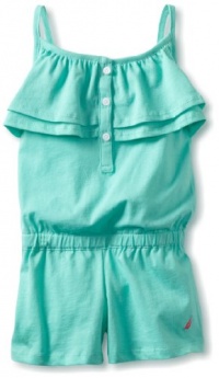 Nautica Girls 2-6x Knit Romper, Aqua, 5 Nautica Girls 2-6x Knit Romper, Aqua, 5