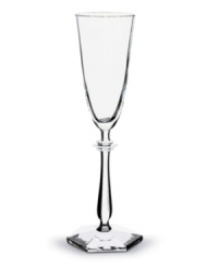 With a thin, regal shape that flows up from a sturdy, hexagonal base to a pedestal decoration at the neck, the Arcade flute is as delicate and tough as the most proper royalty. With a thin, regal shape that flows up from a sturdy, hexagonal base to a pedestal decoration at the neck, the Arcade flute is as delicate and tough as the most proper royalty.