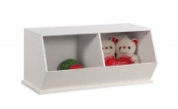 Kings Brand White Finish Wood 2 Bin Storage Cubby Stackable Double Unit Kings Brand White Finish Wood 2 Bin Storage Cubby Stackable Double Unit