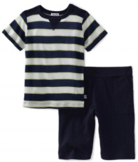 Splendid Littles Boys 2-7 Scarf Stripe Crew Neck Tee And Short, Navy, 4/5 Splendid Littles Boys 2-7 Scarf Stripe Crew Neck Tee And Short, Navy, 4/5