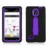 Black Purple Double Layer Kickstand Hard Hybrid Gel Case Cover For LG Optimus L9 P769