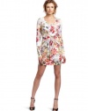 ABS Allen Schwartz Women's Long Sleeve Dress With Pin Tucked Detail, Carnation, Medium
