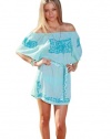 Letarte Off Shoulder Embroidered Dress in Blue