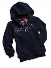 GUESS Kids Girls Girl Hoodie with Appliqué, NAVY (14) GUESS Kids Girls Girl Hoodie with Appliqué, NAVY (14)