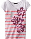 Baby Phat - Kids Girls 7-16 Flower Print Tee, White, Medium