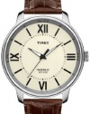 Timex Men's T2N692 Brown Calf Skin Quartz Watch with Beige Dial