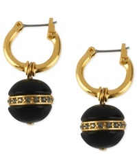 Have yourself a ball with this set of drop earrings from Kenneth Cole New York. Crafted from gold-tone mixed metal and featuring black beads with glass crystal accents, make the ball a fancy one, too. Approximate drop: 1 inch. Have yourself a ball with this set of drop earrings from Kenneth Cole New York. Crafted from gold-tone mixed metal and featuring black beads with glass crystal accents, make the ball a fancy one, too. Approximate drop: 1 inch.