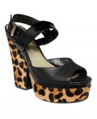 Love your legs this season with the Jadynn new wedge sandals from GUESS! Go for a subdued, earthy look with rich vachetta and cork -- or unleash your inner diva with leopard print! Love your legs this season with the Jadynn new wedge sandals from GUESS! Go for a subdued, earthy look with rich vachetta and cork -- or unleash your inner diva with leopard print!