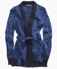 A spacedye finish gives this Epic Threads cardigan a luxurious finish – a belt tie to adjust the fit perfects the look. A spacedye finish gives this Epic Threads cardigan a luxurious finish – a belt tie to adjust the fit perfects the look.