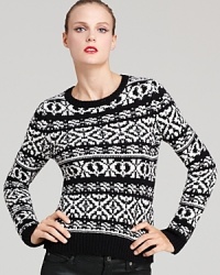 Crafted from extra-fine Merino wool for transeasonal wear, this softly-knit Theory sweater features a timeless fairisle print for that chalet-chic look we love. Crafted from extra-fine Merino wool for transeasonal wear, this softly-knit Theory sweater features a timeless fairisle print for that chalet-chic look we love.