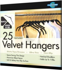 Closet Complete Ultra Thin No Slip Velvet Hangers for Shirts and Dresses, Black, Set of 25 Closet Complete Ultra Thin No Slip Velvet Hangers for Shirts and Dresses, Black, Set of 25