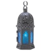 Gifts & Decor Ocean Blue Iron Glass Candle Holder Hanging Lantern