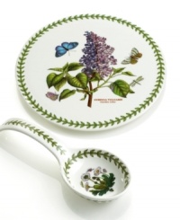 Replace a mess with the fresh florals of Botanic Garden dinnerware. Lifelike blooms and Portmeirion's classic triple-leaf border grace the porcelain spoon rest and trivet, a great gift set for the green thumb's kitchen. Replace a mess with the fresh florals of Botanic Garden dinnerware. Lifelike blooms and Portmeirion's classic triple-leaf border grace the porcelain spoon rest and trivet, a great gift set for the green thumb's kitchen.