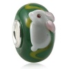 Everbling Rabbit Bunny Murano Glass 3D Bead with Authentic 925 Sterling Silver Core Fits Pandora Chamilia Biagi Troll Charms Europen Style Bracelets