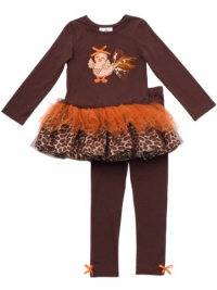 Rare Editions Girls 2-6X Turkey Applique Tutu Button Back Shirt And Legging Set Rare Editions Girls 2-6X Turkey Applique Tutu Button Back Shirt And Legging Set