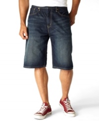 Whether you're lounging or leaving, these rugged Levi's 569 shorts sit below the waist and are loose through the seat and thighs for all-day comfort anywhere. Whether you're lounging or leaving, these rugged Levi's 569 shorts sit below the waist and are loose through the seat and thighs for all-day comfort anywhere.
