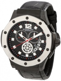 Stuhrling Original Men's 160F2.332B51 Apocalypse Trinity Chronograph Black IP Silver Bezel Watch