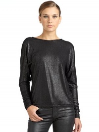 THE LOOKGlitter detailsRoundneckLong dolman sleevesElastic hemCrossover v-backTHE FITAbout 24 from shoulder to hemTHE MATERIALPolyester/rayonCARE & ORIGINHand washImportedModel shown is 5'10 (177cm) wearing US size Small.This item was originally available for purchase at Saks Fifth Avenue OFF 5TH stores. THE LOOKGlitter detailsRoundneckLong dolman sleevesElastic hemCrossover v-backTHE FITAbout 24 from shoulder to hemTHE MATERIALPolyester/rayonCARE & ORIGINHand washImportedModel shown is 5'10 (177cm) wearing US size Small.This item was originally available for purchase at Saks Fifth Avenue OFF 5TH stores.