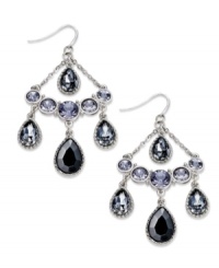 Alluring glass stones in dark shades bring an air of mystery to these drop earrings from Alfani. Crafted in hematite tone mixed metal. Approximate drop: 2-1/2 inches. Alluring glass stones in dark shades bring an air of mystery to these drop earrings from Alfani. Crafted in hematite tone mixed metal. Approximate drop: 2-1/2 inches.