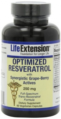Life Extension Optimized Resveratrol with Synergistic Grape-berry Actives 250mg, Veggie Caps, 60-Count Life Extension Optimized Resveratrol with Synergistic Grape-berry Actives 250mg, Veggie Caps, 60-Count