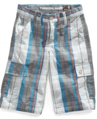 Ready, set, go. With these six-pocket plaid shorts from Tommy Hilfiger, he'll be able to keep all the necessities with him while he's out with friends. Ready, set, go. With these six-pocket plaid shorts from Tommy Hilfiger, he'll be able to keep all the necessities with him while he's out with friends.
