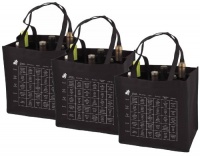 Reusable 6-Bottle Carrier Tote Bag w/ Imprinted Food & Wine Pairing Chart - Has Additional Built-in Storage Compartments - Makes Shopping Easy! - Pack of 3 - Best 6 Bottle Tote on the Market! Eco-Friendly! Reusable 6-Bottle Carrier Tote Bag w/ Imprinted Food & Wine Pairing Chart - Has Additional Built-in Storage Compartments - Makes Shopping Easy! - Pack of 3 - Best 6 Bottle Tote on the Market! Eco-Friendly!