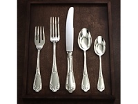 Harmoniously scrolled leaf motifs reveal a deep-seated European Baroque influence. Continental sized.Stunning Italian sterling designs bearing the 150-year old reputation of Wallace Silversmiths. Featuring one-piece forged knife blades, the Wallace Italian Sterling collections will never be discontinued. The 5-piece place setting includes Salad Fork, Fork, Knife, Teaspoon and Soup Spoon.Sterling Silver Flatware is not returnable or exchangeable. Harmoniously scrolled leaf motifs reveal a deep-seated European Baroque influence. Continental sized.Stunning Italian sterling designs bearing the 150-year old reputation of Wallace Silversmiths. Featuring one-piece forged knife blades, the Wallace Italian Sterling collections will never be discontinued. The 5-piece place setting includes Salad Fork, Fork, Knife, Teaspoon and Soup Spoon.Sterling Silver Flatware is not returnable or exchangeable.