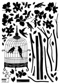 Nursery Easy Apply Wall Sticker Decorations - Parisian Spring Bird in Tree Silhouette Nursery Easy Apply Wall Sticker Decorations - Parisian Spring Bird in Tree Silhouette