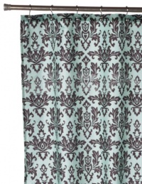 Carnation Home Fashions Damask Fabric Shower Curtain, Brown on Blue Carnation Home Fashions Damask Fabric Shower Curtain, Brown on Blue