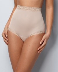 The high-waist panty by Olga Christina is soft and comfortable with pretty floral scalloped trim. The high-waist panty by Olga Christina is soft and comfortable with pretty floral scalloped trim.