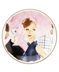 Cocktail-party chic. Inspired by the kate spade new york Paper collection, these Illustrated tidbit plates combine gold-banded porcelain with a whimsical watercolor motif. Cocktail-party chic. Inspired by the kate spade new york Paper collection, these Illustrated tidbit plates combine gold-banded porcelain with a whimsical watercolor motif.